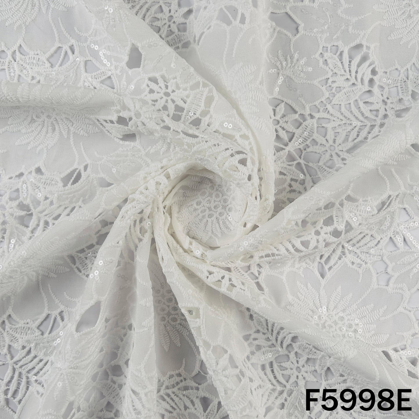 Imported Sequins Cut Work Crepe Fabric - F5998