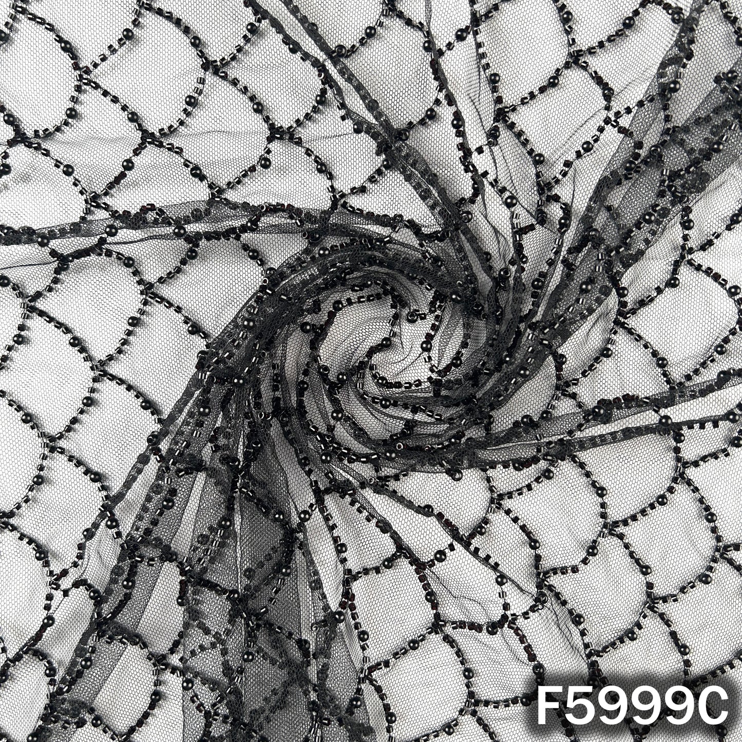 Cut Dana Pearl Embroidered Net Fabric - F5999