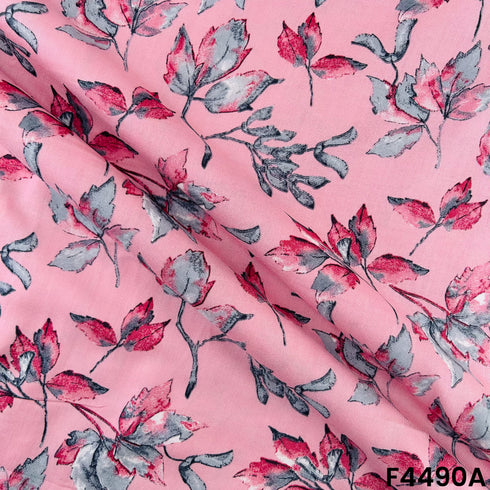 Floral Print Rayon Cotton Fabric- F4490