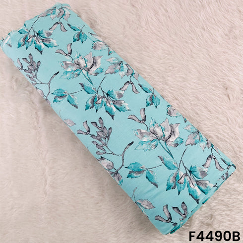 Floral Print Rayon Cotton Fabric- F4490