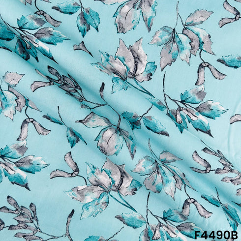 Floral Print Rayon Cotton Fabric- F4490