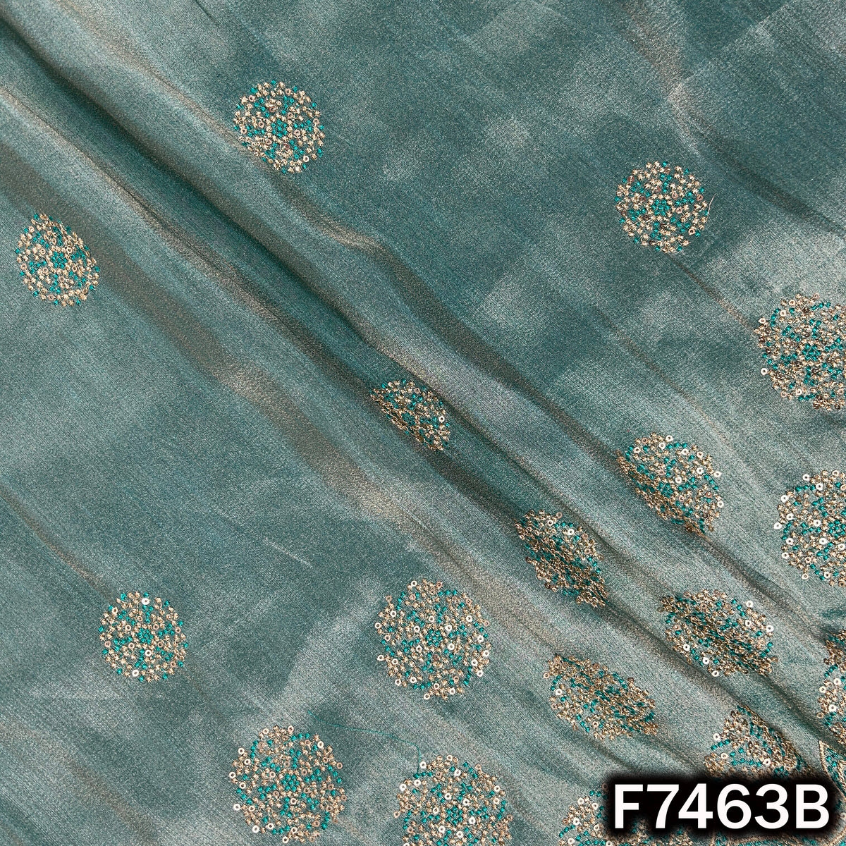 Zari Sequins Thread Embroidered Tissue Fabric - F7463