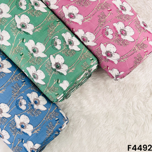 Floral Print Rayon Cotton Fabric- F4492
