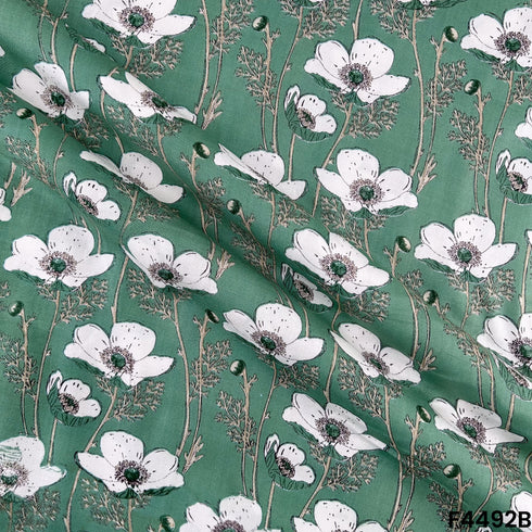 Floral Print Rayon Cotton Fabric- F4492