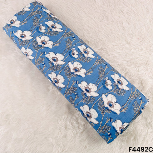 Floral Print Rayon Cotton Fabric- F4492