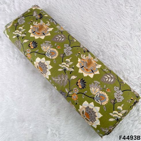 Floral Print Rayon Cotton Fabric- F4493