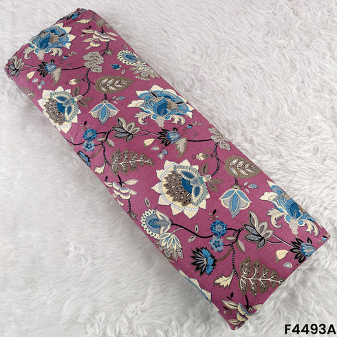 Floral Print Rayon Cotton Fabric- F4493