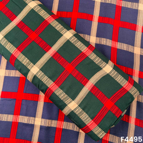 Check Print Rayon Cotton Fabric- F4495