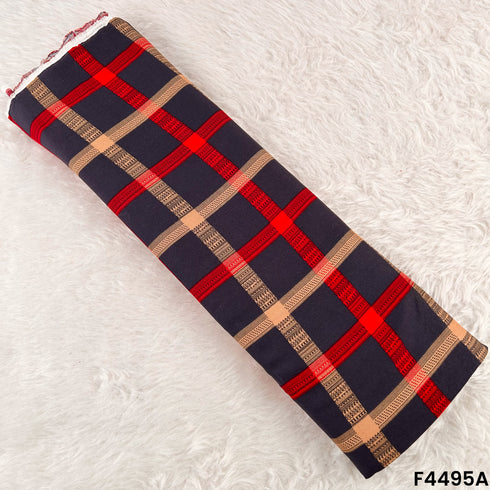 Check Print Rayon Cotton Fabric- F4495