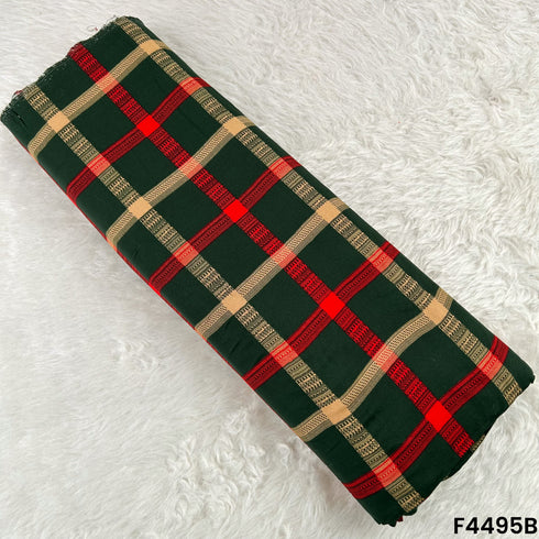 Check Print Rayon Cotton Fabric- F4495