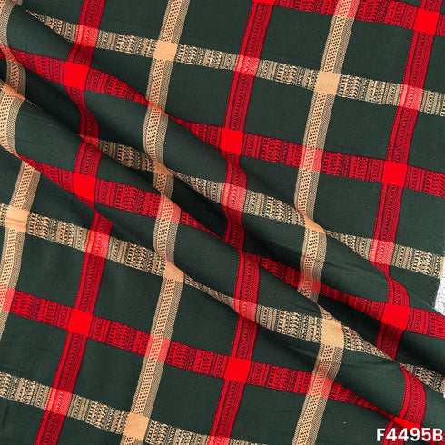 Check Print Rayon Cotton Fabric- F4495