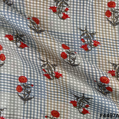 Foil Print Rayon Cotton Fabric- F4497