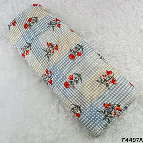 Foil Print Rayon Cotton Fabric- F4497