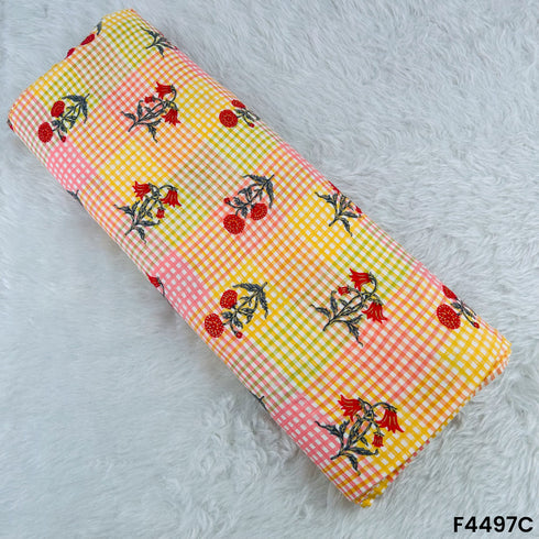 Foil Print Rayon Cotton Fabric- F4497