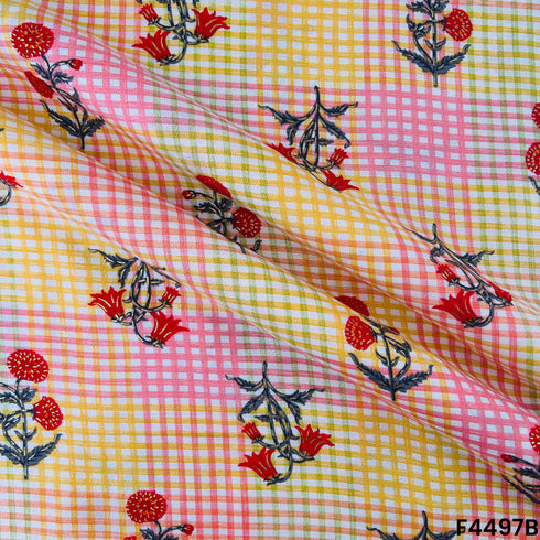 Foil Print Rayon Cotton Fabric- F4497