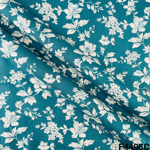 Floral Print Rayon Cotton Fabric- F4498
