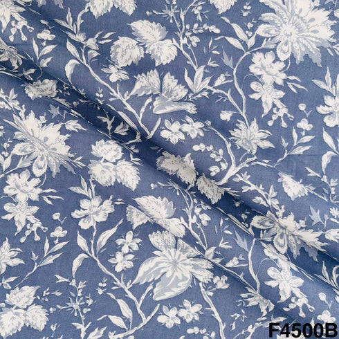 Floral Print Rayon Cotton Fabric- F4500