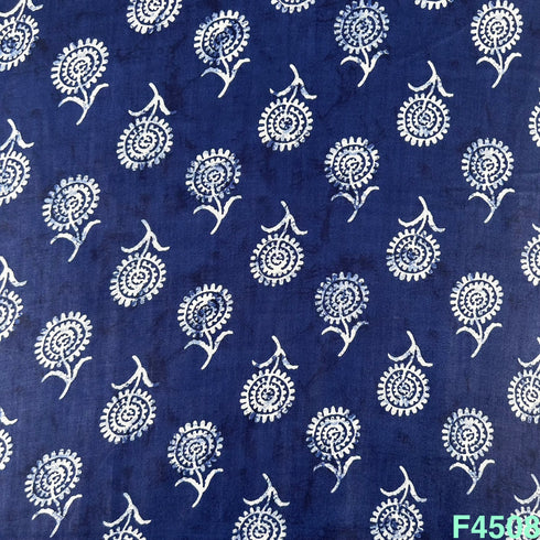 Indigo Print Rayon Cotton Fabric- F4508