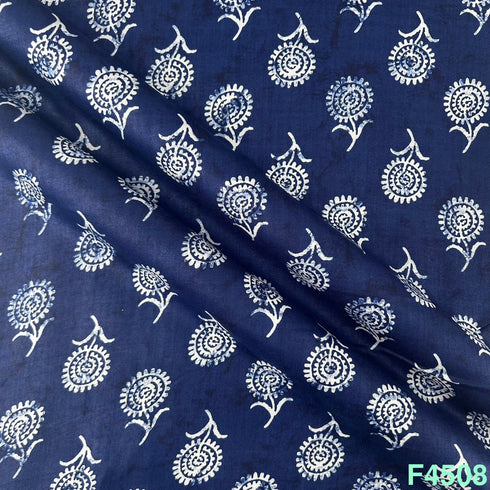 Indigo Print Rayon Cotton Fabric- F4508