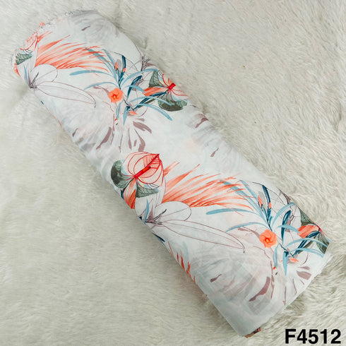 Flower Print Barbari Satin Fabric- F4512