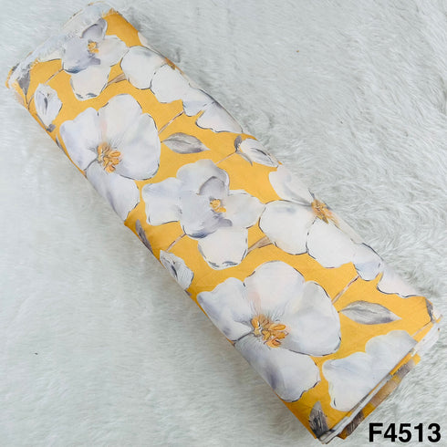 Flower Print Barbari Satin Fabric- F4513
