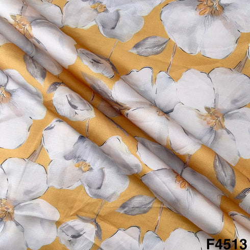 Flower Print Barbari Satin Fabric- F4513