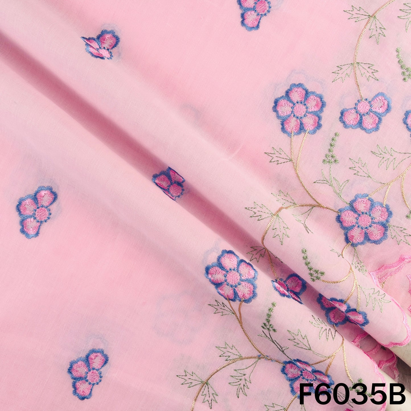 Thread Embroidered Cotton Fabric - F6035