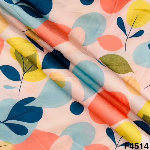 Digital Print Linen Satin Fabric- F4514