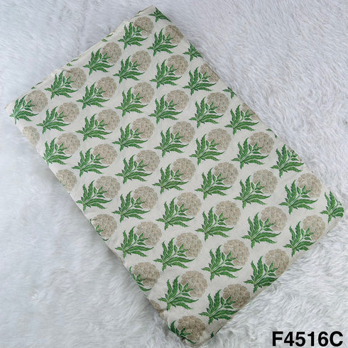 Flower Print Tussar Silk Fabric- F4516