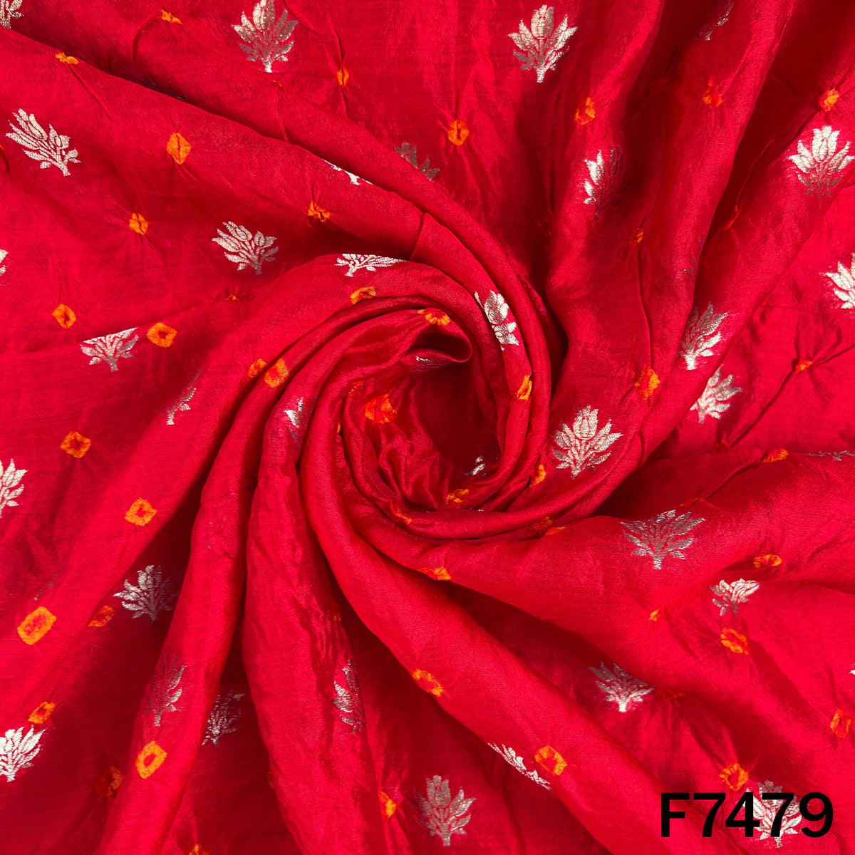 Pure Bandhani Silk Fabric - F7479