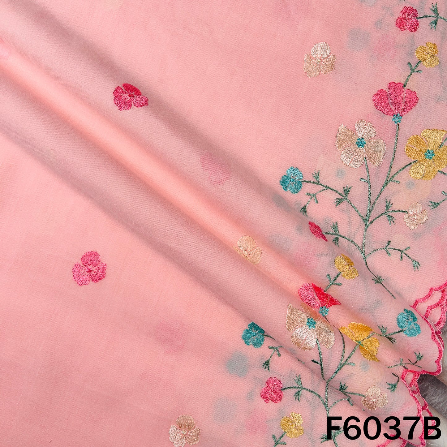 Thread Embroidered Cotton Fabric - F6037