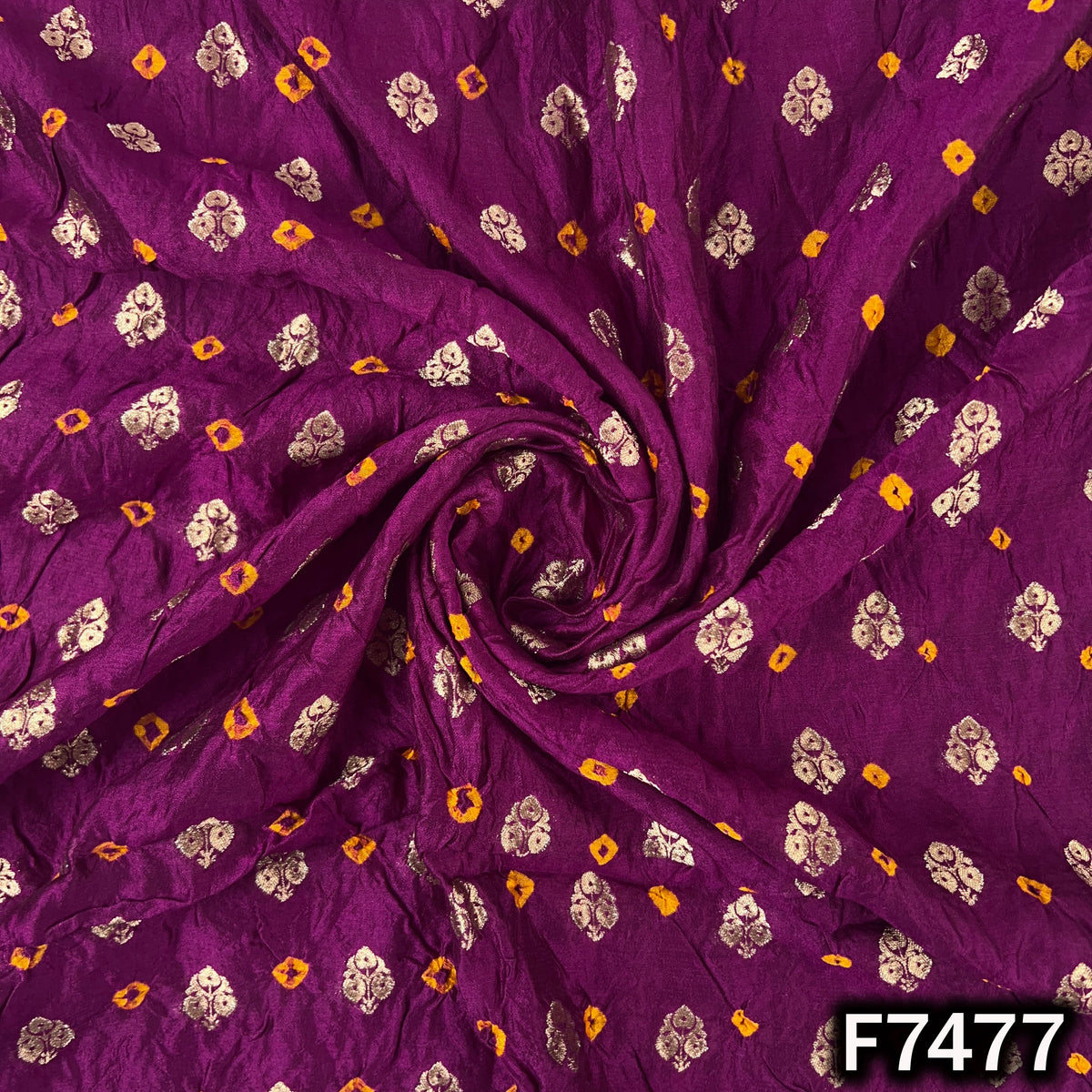 Pure Bandhani Silk Fabric - F7477