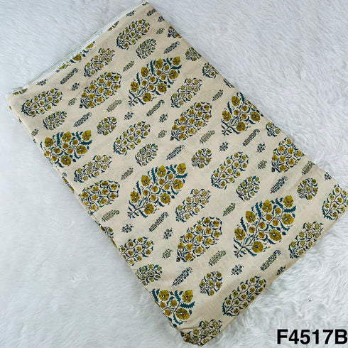 Flower Print Tussar Silk Fabric- F4517