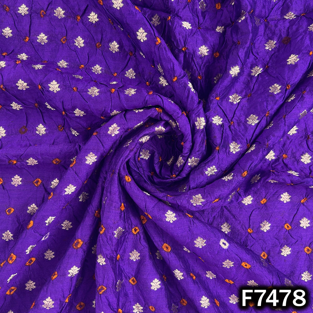 Pure Bandhani Silk Fabric - F7478