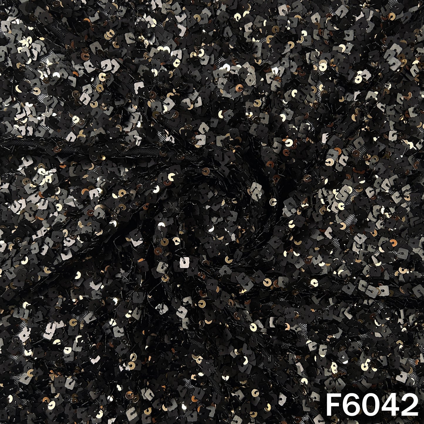 Sequins Embroidered Lycra Net Fabric - F6042