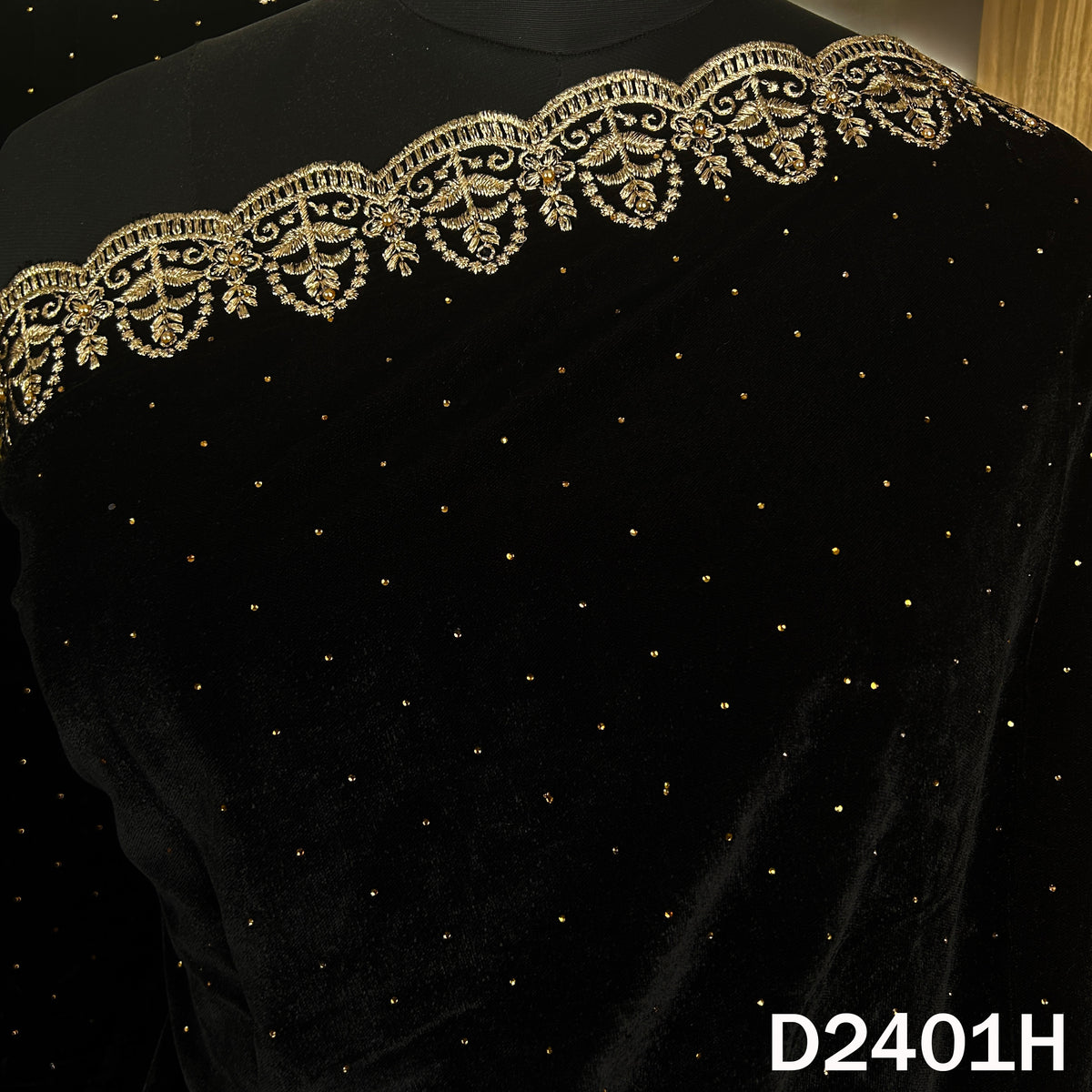 Zari Stone Work Velvet Dupatta - D2401