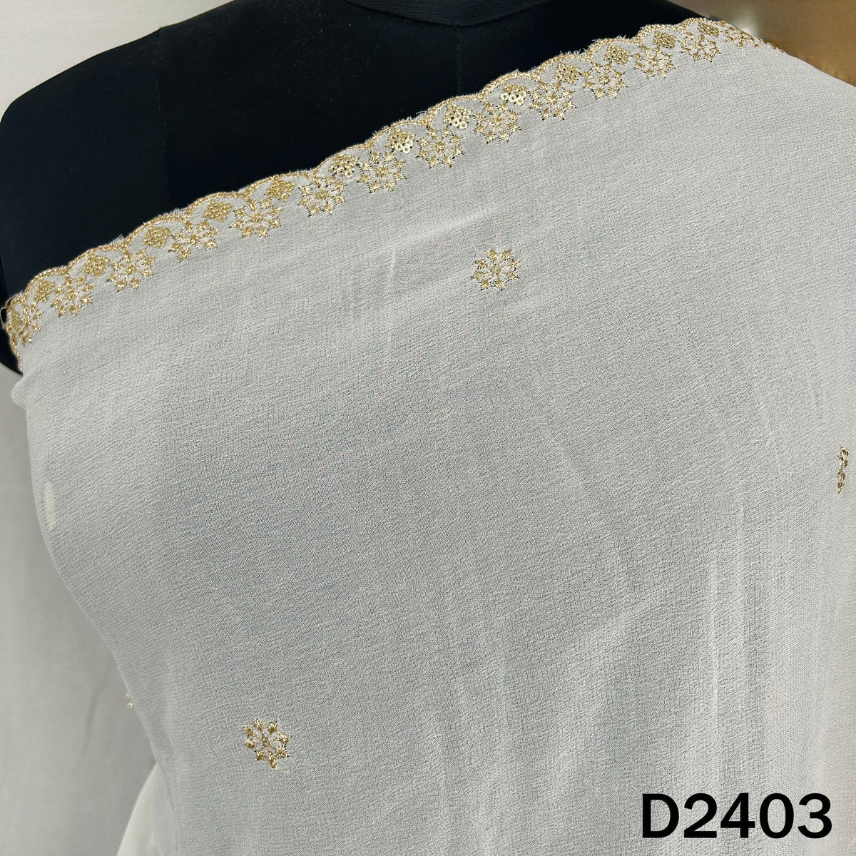 Dyeable Zari Sequins Work Georgette Dupatta - D2403