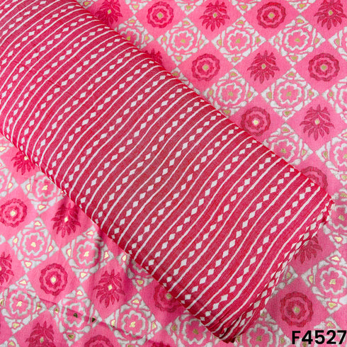 Foil Print Rayon Slub Cotton Fabric- F4527