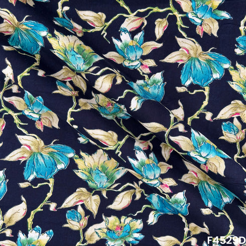 Foil Print Rayon Cotton Fabric- F4529