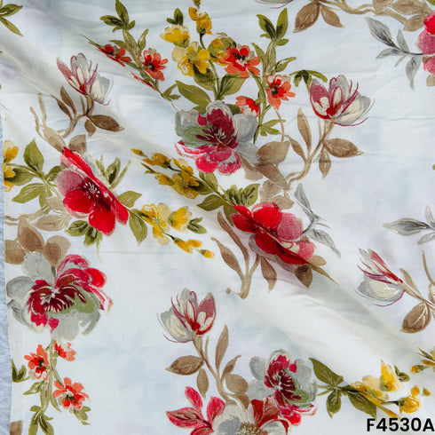 Foil Print Rayon Cotton Fabric- F4530
