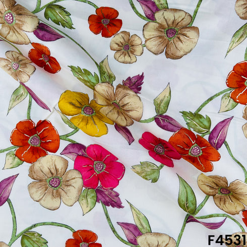 Foil Print Rayon Cotton Fabric- F4531