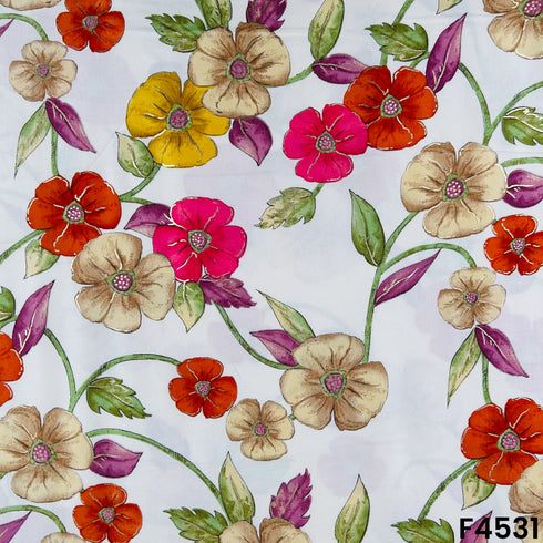 Foil Print Rayon Cotton Fabric- F4531