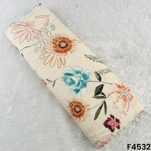 Foil Print Rayon Cotton Fabric- F4532