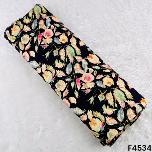 Foil Print Rayon Cotton Fabric- F4534