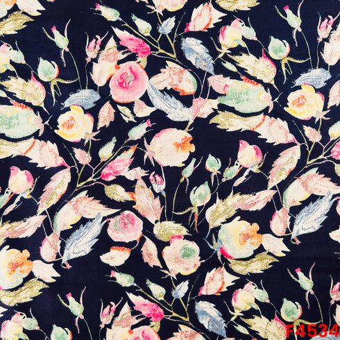 Foil Print Rayon Cotton Fabric- F4534