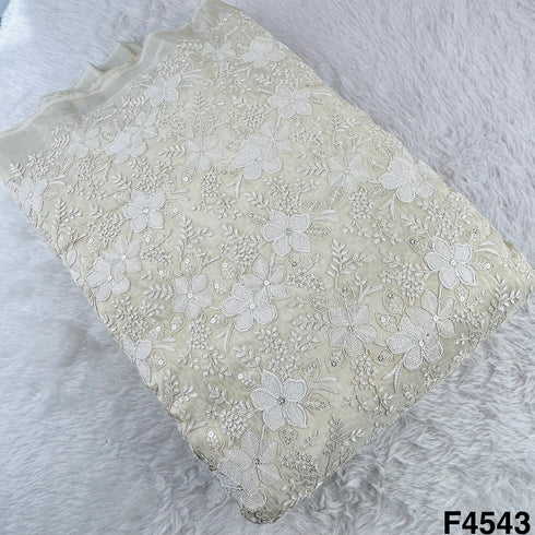 Zari Thread Sequins Embroidered Shimmer Tissue Fabric- F4543