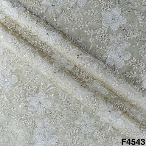 Zari Thread Sequins Embroidered Shimmer Tissue Fabric- F4543