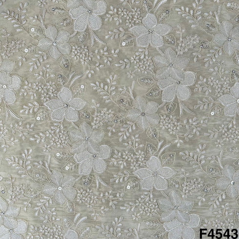 Zari Thread Sequins Embroidered Shimmer Tissue Fabric- F4543