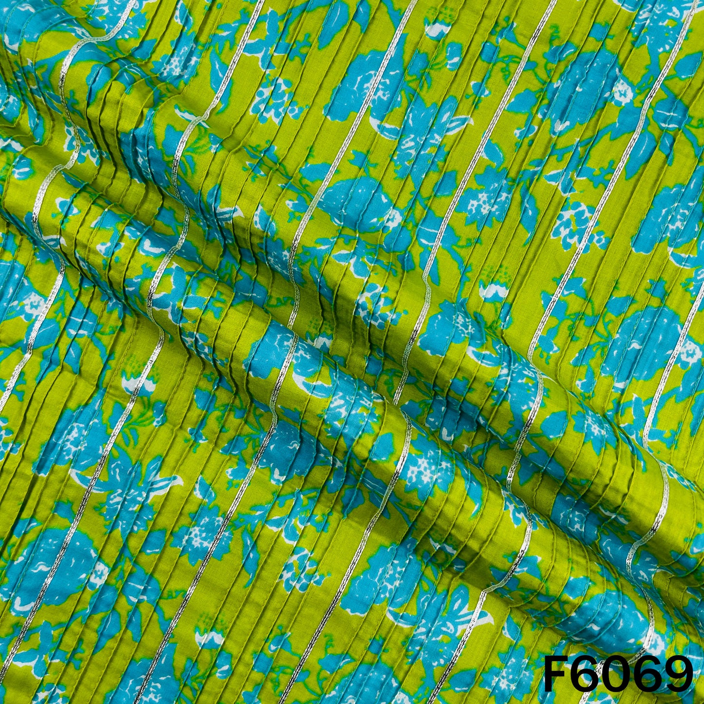 Printed Pintex Gota Patti Cotton Fabric - F6069