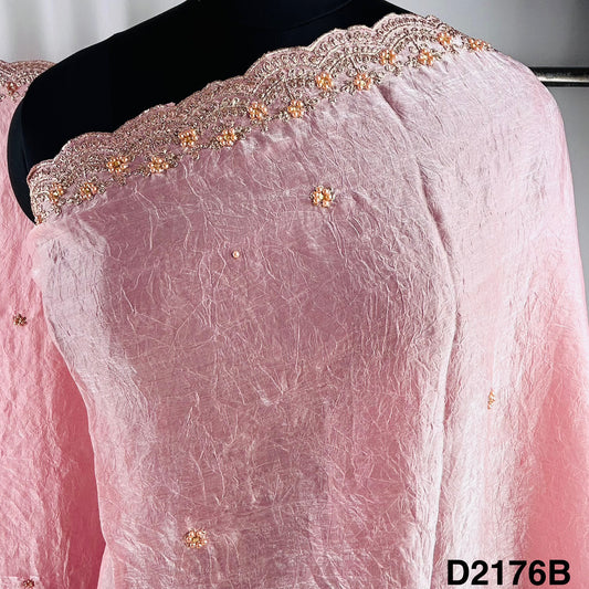 Zari Pearl Work shiny organza Dupatta-D2176